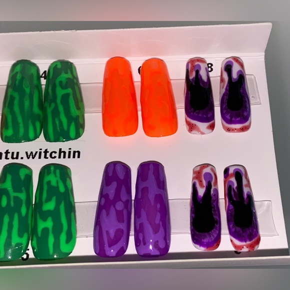 Handmade long coffin shape press on nails - Halloween - Picture 5 of 11